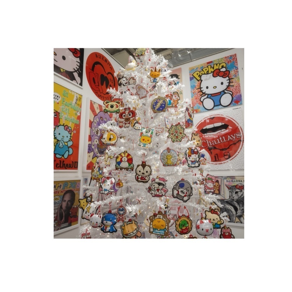 HANDCRAFTED digital art PRINT White Tree with Cartoon Character Ornaments decor - Picture 1 of 15